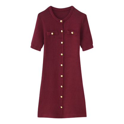 Damen Strickkleid Elegant Kurzärmlig