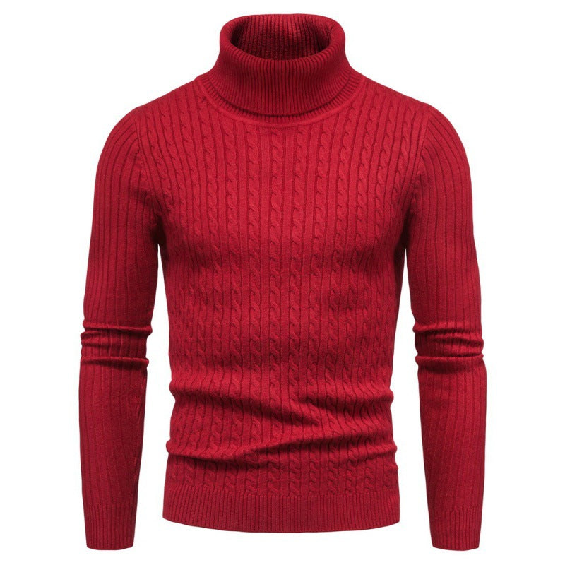 Herren Pullover Rollkragen Zopf Muster Elegante Mode