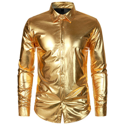 Herren Metallic Hemd Elegant Abendwear