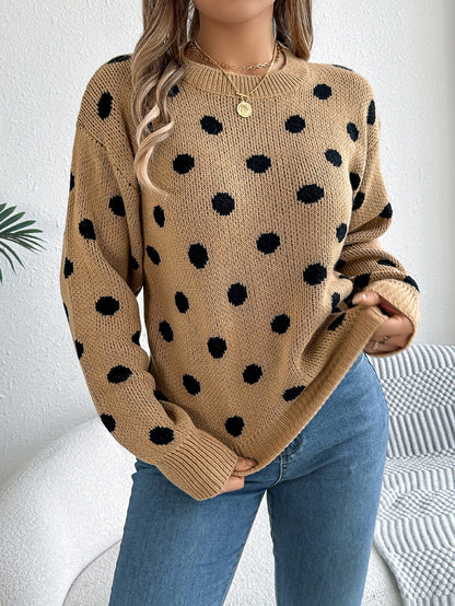 Klassischer Polka Dot Pullover Damen - IdealeKleiden