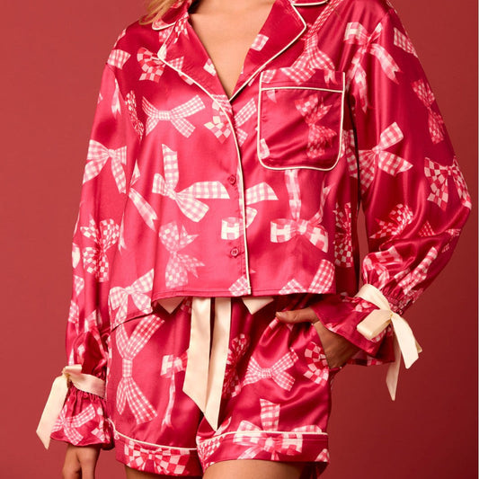 Weihnachts Schlafanzug Damen Festlich Elegant Rüschen - IdealeKleiden