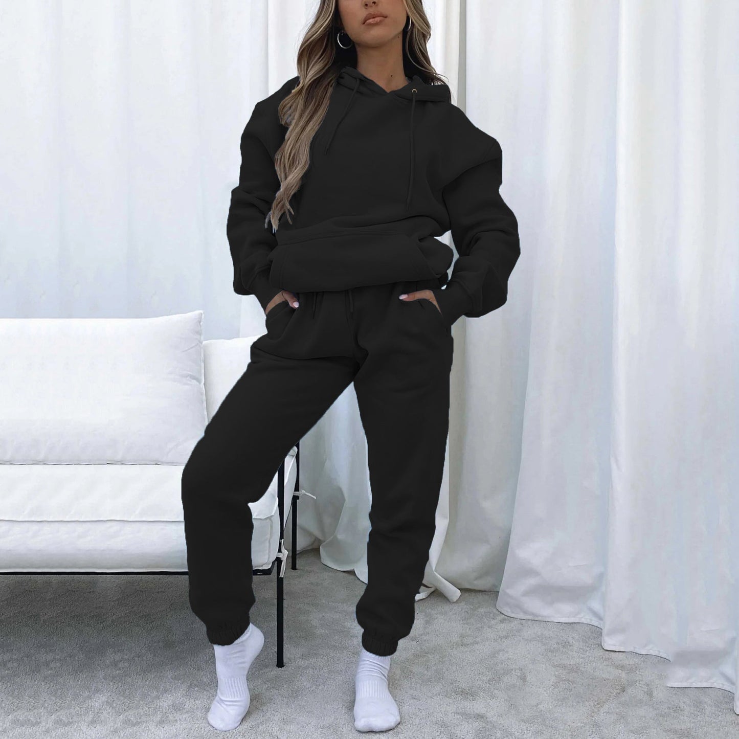 Damen Bequemer Kapuzenpullover mit Jogginghose Set
