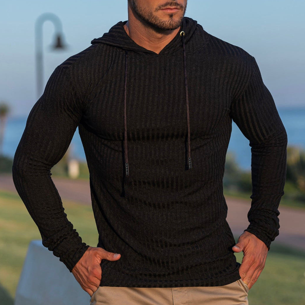 Herren Kapuzenpullover Trendy Rippmuster