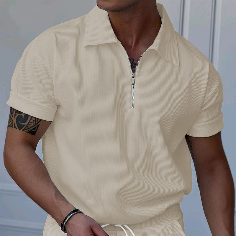 Herren Poloshirt Kurzarm Struktur Optik