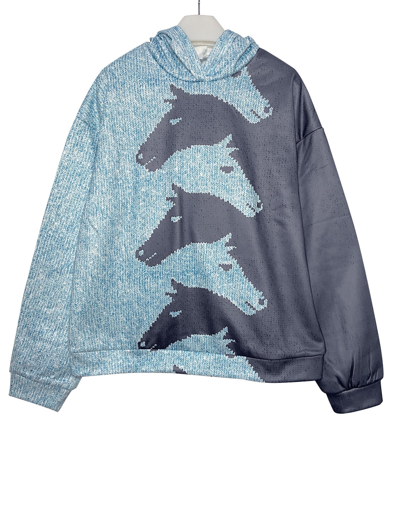 Damen Hoodie Pferdedesign Bequem Oversized
