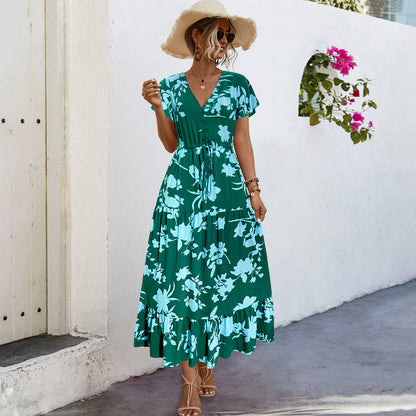 Sommer Maxikleid Damen Blumenmuster Elegant
