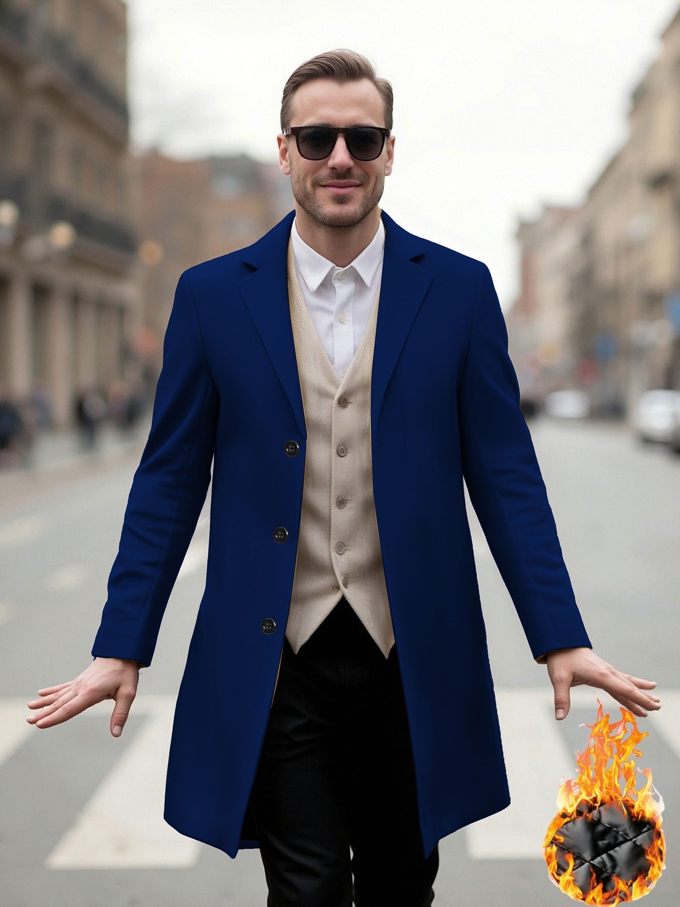 Herren Langmantel Elegant Moderner Schnitt