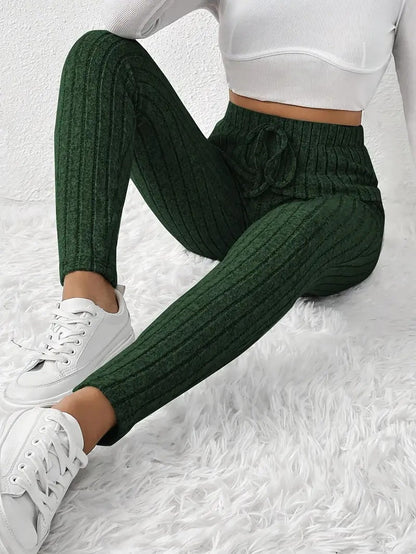 Damen Fleece Sweatpants Weich Rippstruktur