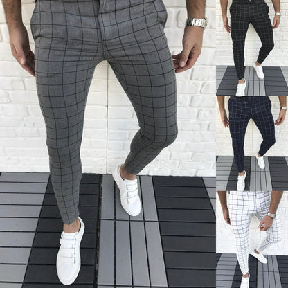 Herren Slim Fit Anzughose Karomuster Modern - IdealeKleiden