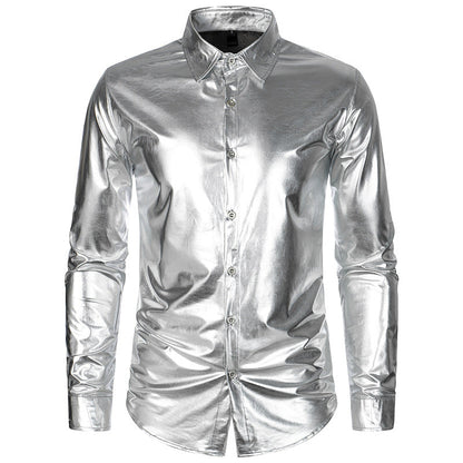 Herren Metallic Hemd Elegant Abendwear