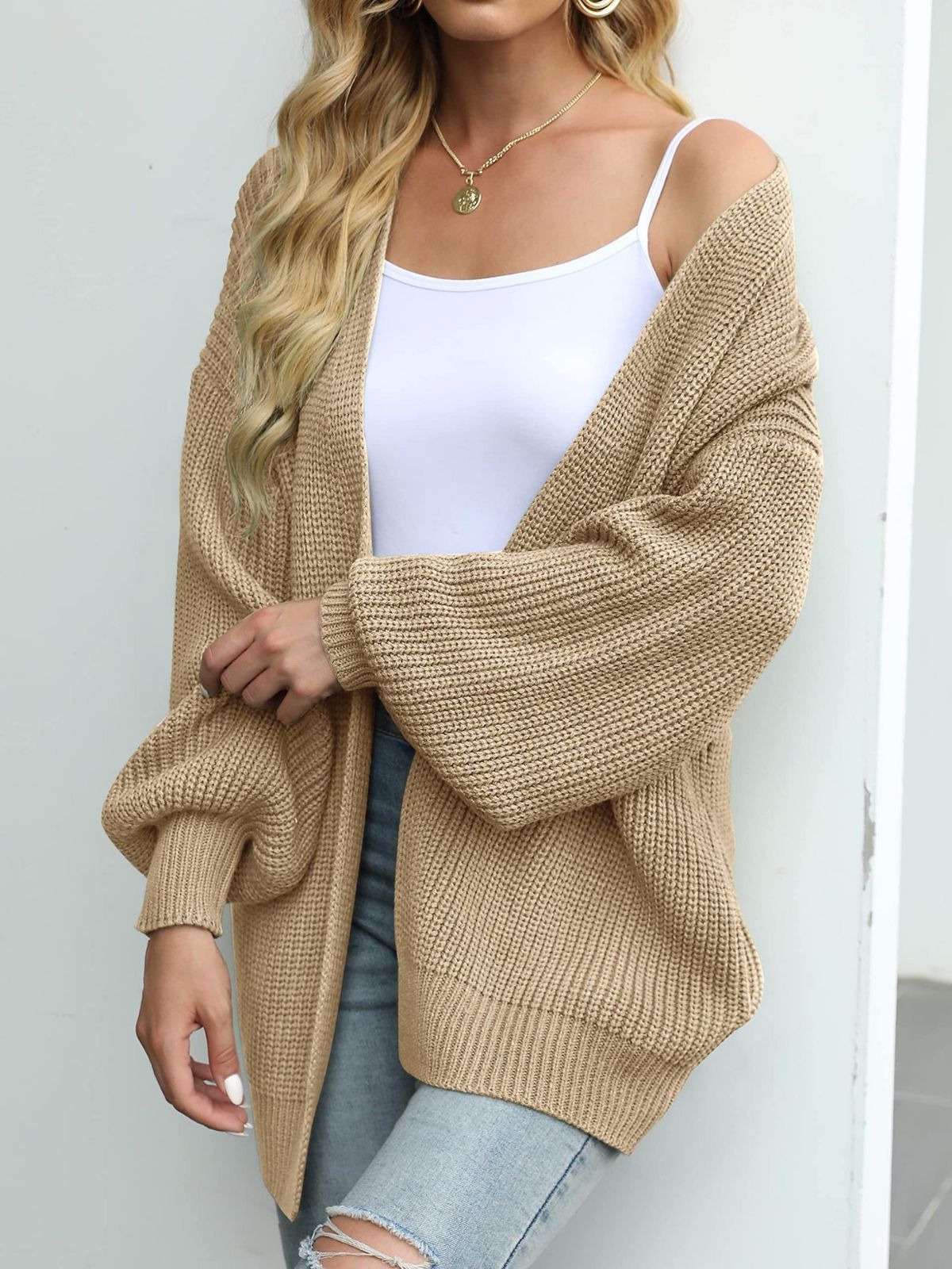 Damen Strickjacke Oversized Großzügig Schnitt