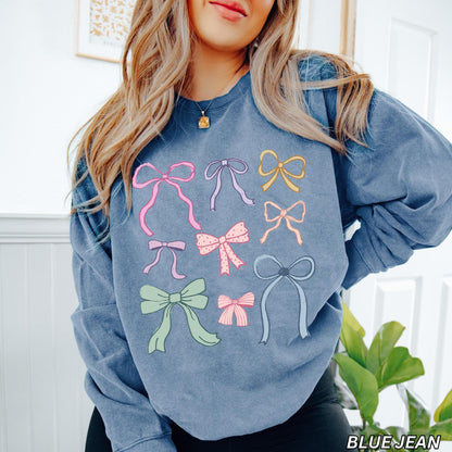 Damen Sweatshirt Bunt Schleifenmuster Trendy Style