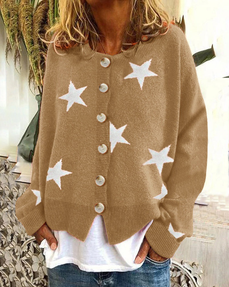 Damen Strickjacke Sternenmuster Chic Kleiden