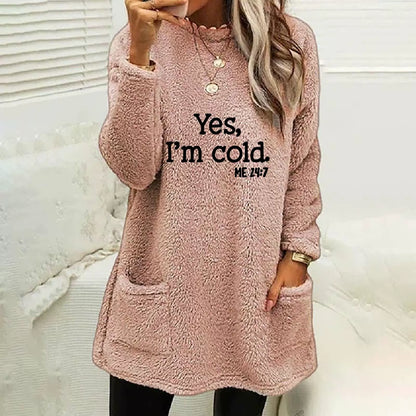 Übergröße Sweatshirt Doppelseitig Fleece Langarm mit Taschen