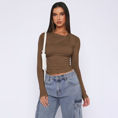 Damen Rippoberteil Asymmetrisch Elegantes Oberteil