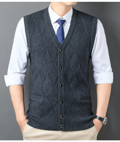 Herren Strickweste Klassisch Rautenmuster Elegante Optik