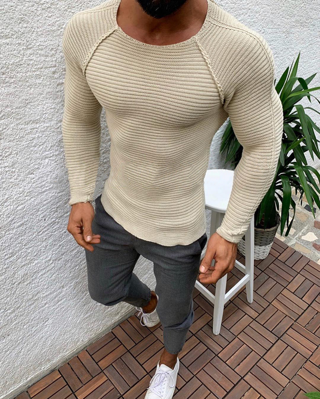 Herren Strickpullover Elegantes Design Langarm