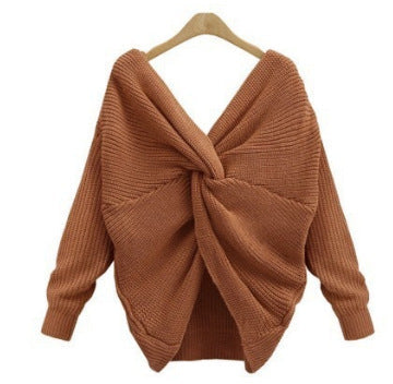 Damen Strickpullover Elegant V-Ausschnitt
