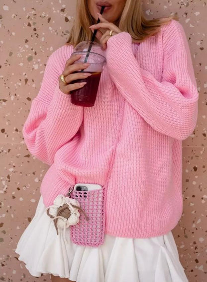 Damen Pullover Groß Oversized Strickdesign