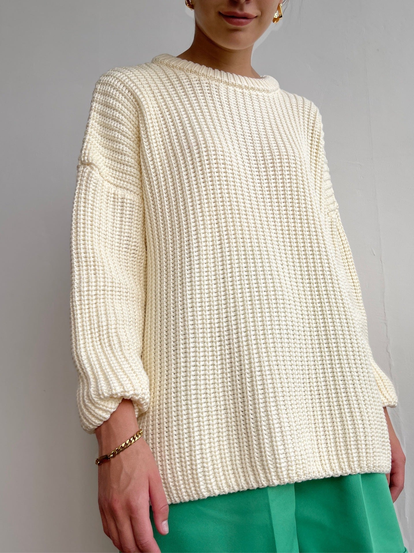 Große Strickjacke Rippmuster Entspanntes Design