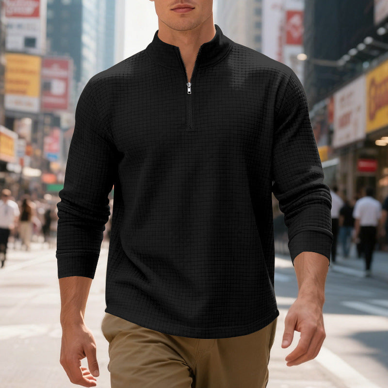 Herren Sportpullover Strukturiert Modern Halb Reißverschluss