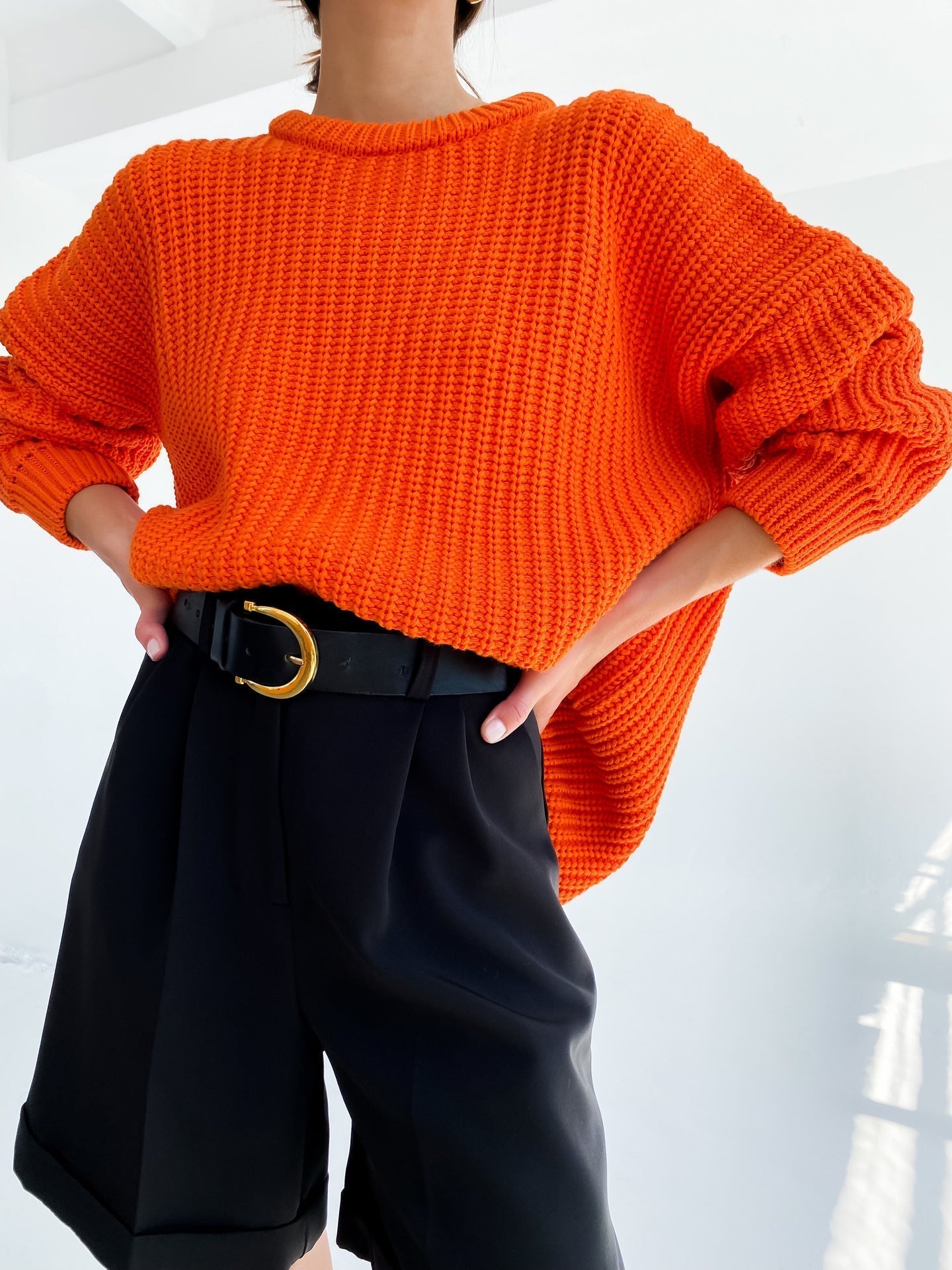 Große Strickjacke Rippmuster Entspanntes Design