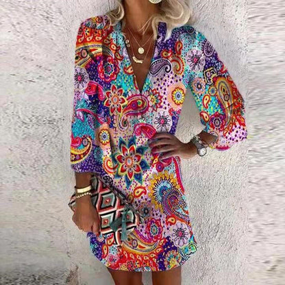 Damen Sommerkleid Paisley Muster Elegant
