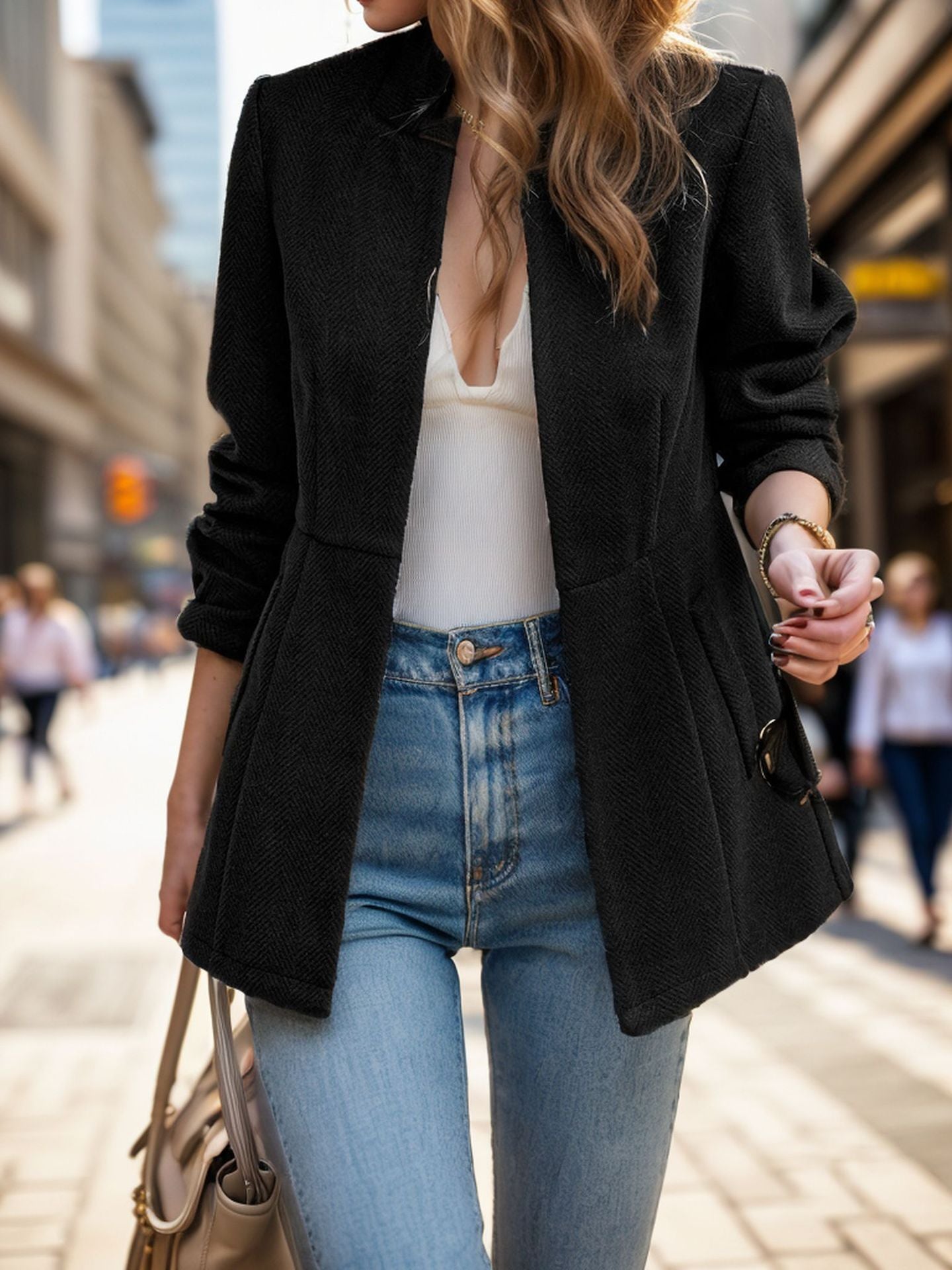 Damen Blazer Jackett Elegant Strukturiert Moderne Details