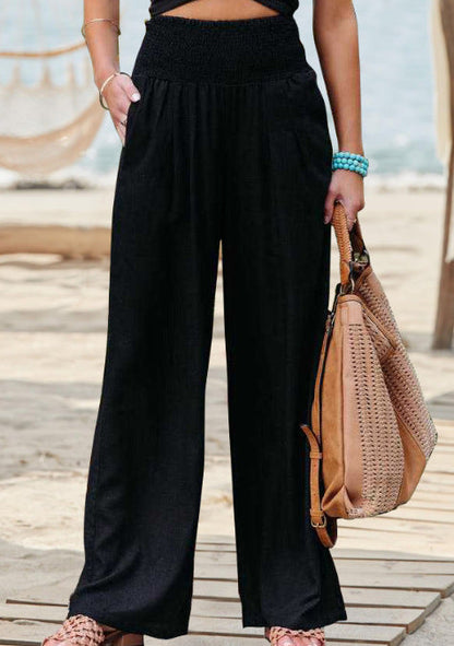 Damen Leinenhose Bequem Elegant Faltenrock