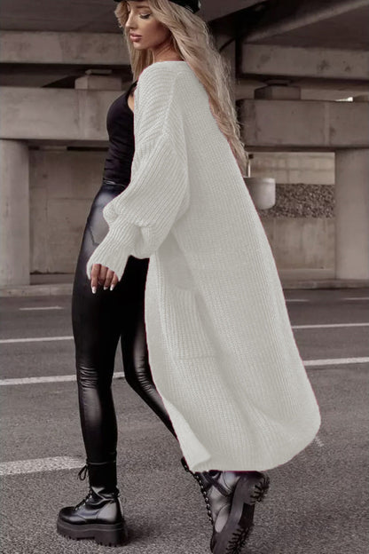 Damen Strickmantel Oversized Lässig Mit Taschen