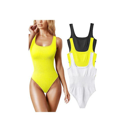 Damen Einteiler Rippstruktur Elegant Kurzkleid