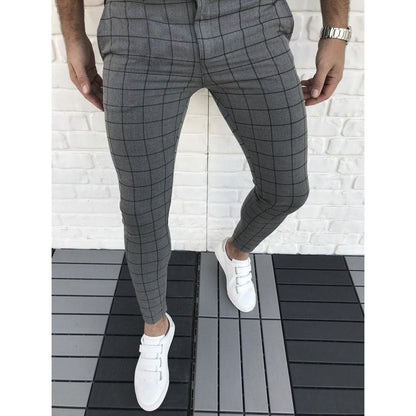 Herren Slim Fit Anzughose Karomuster Modern