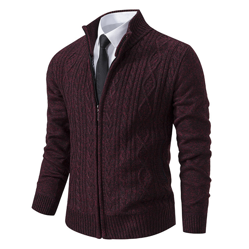 Herren Strickjacke Stehkragen Musterung Trendy