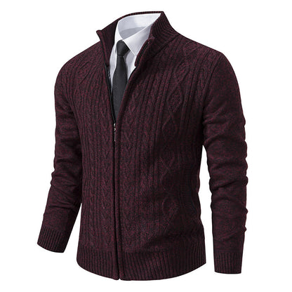 Herren Strickjacke Stehkragen Musterung Trendy