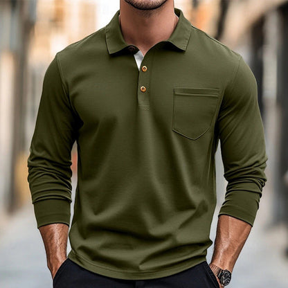 Slim Fit Poloshirt Langarm Baumwolle Elegant