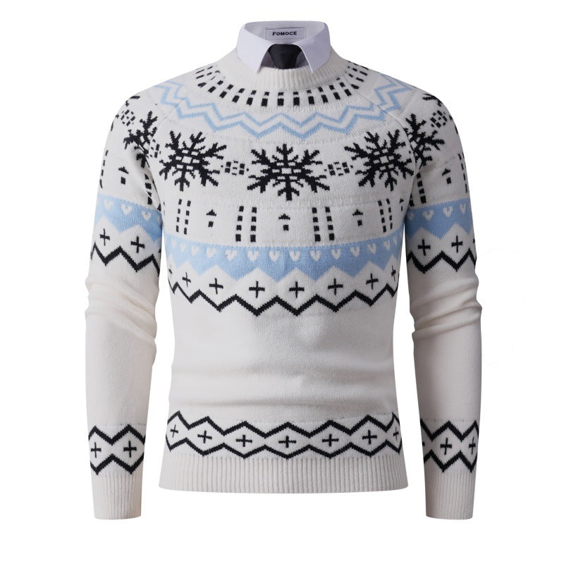 Herren Strickpullover Winter Trend Schneemuster Design