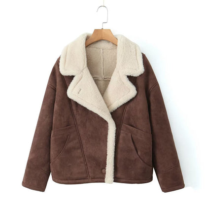 Damen Winterjacke Oversized Plüschmantel Modern