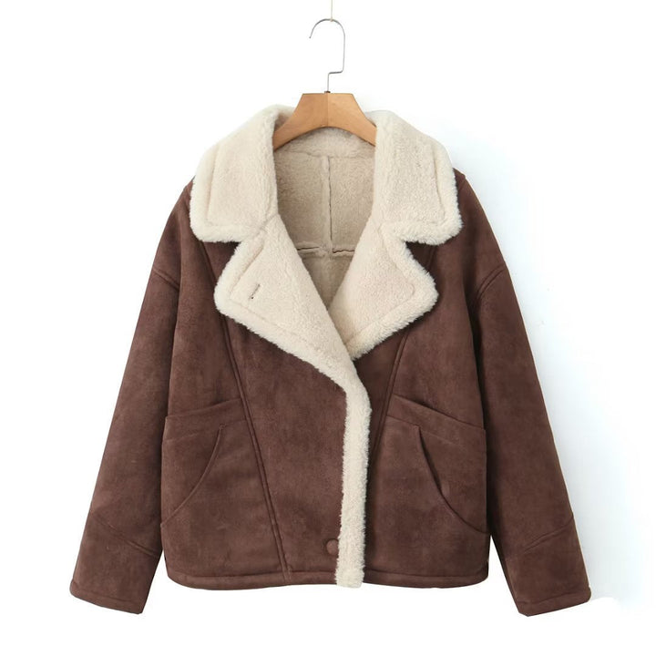 Damen Winterjacke Oversized Plüschmantel Modern