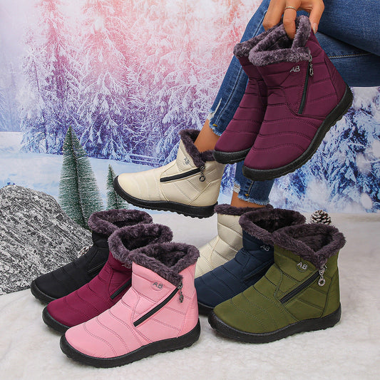 Damen Winterstiefel Warm Kuschelig Reißverschluss - IdealeKleiden