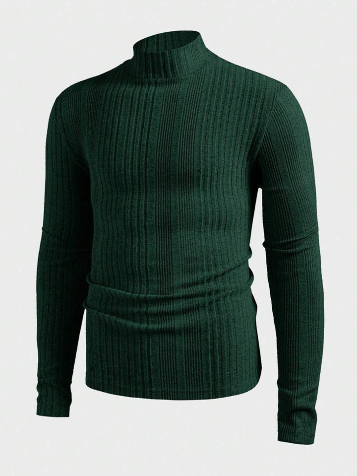 Herren Pullover Strick Hochkragen Rippoptik
