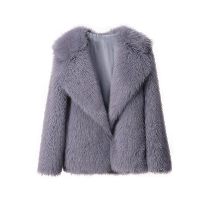 Damen Kunstpelz-Jacke Elegant Weich Schnitt