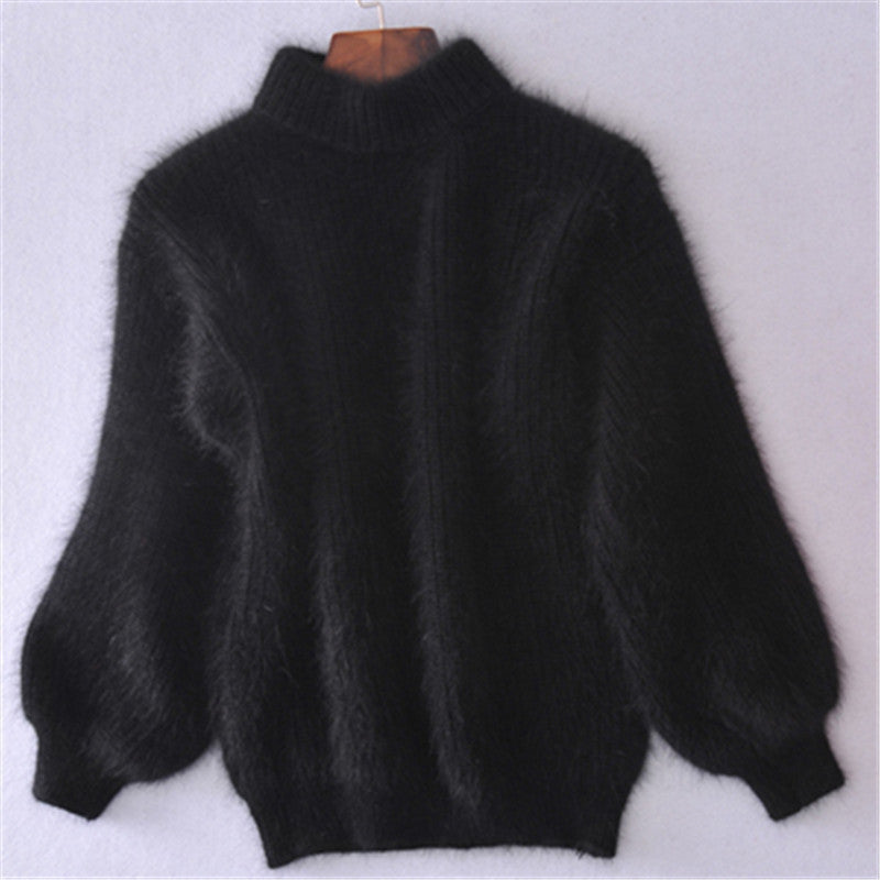 Damen Rollkragenpullover Weich Strukturiert