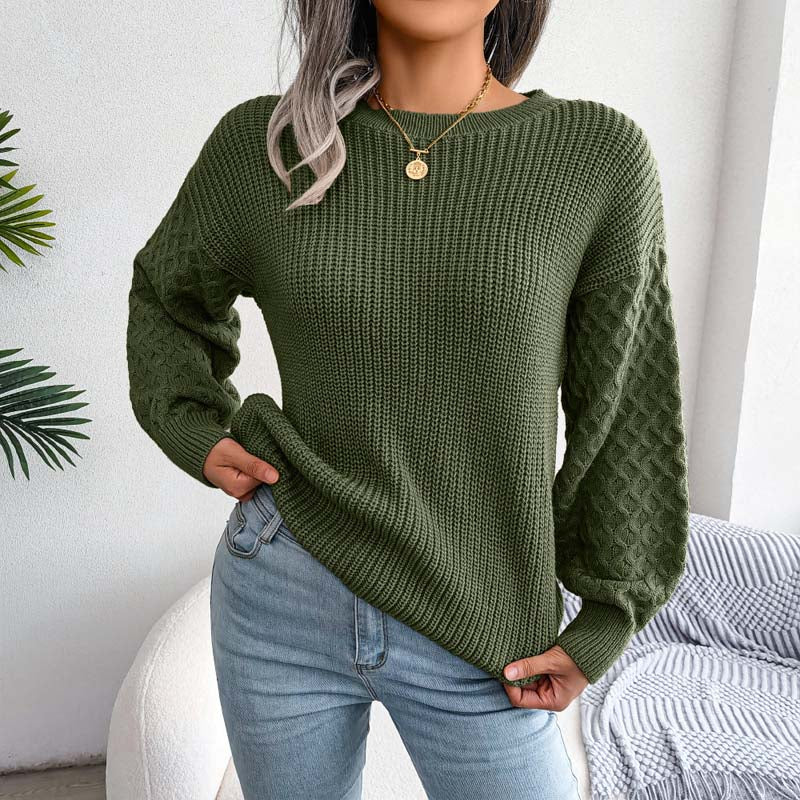 Einfache Strickpullover Unifarben Damen