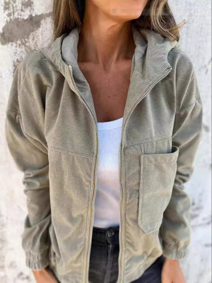 Kapuzenjacke Corduroy Relaxed Fit Reißverschluss