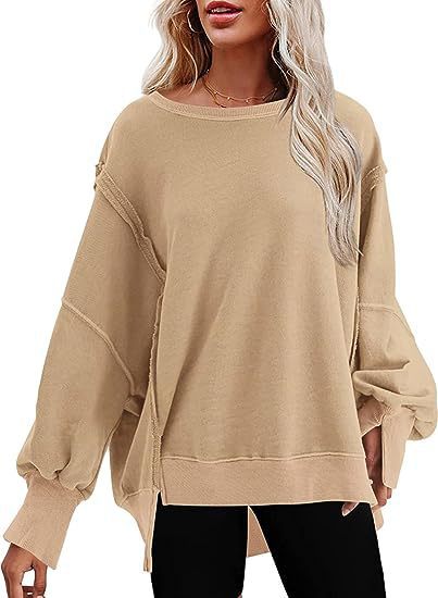 Damen Sweatshirt Lässig Komfortabel mit Schlitzen