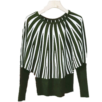 Damen Pullover Weich Streifenmuster Oversized