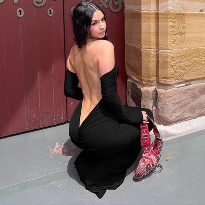 Damen Maxikleid Elegant Rückenausschnitt Verführerisch