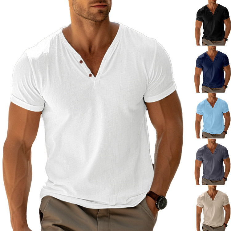 Herren Leichtes Henley-Shirt Bequem Atmungsaktiv - IdealeKleiden