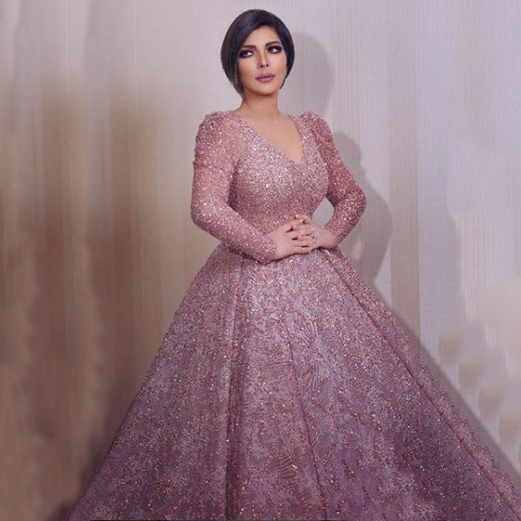 Elegantes Abendkleid mit Pailletten und A-Linie Rock - IdealeKleiden