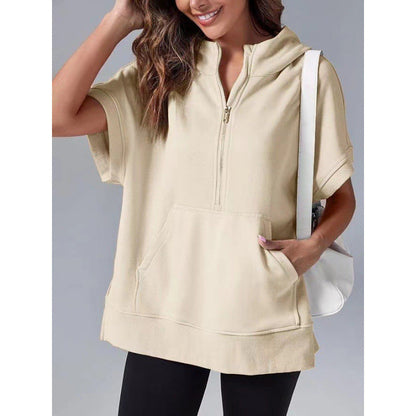 Damen Kapuzenpullover Lässig Mit Taschen Und Reißverschluss